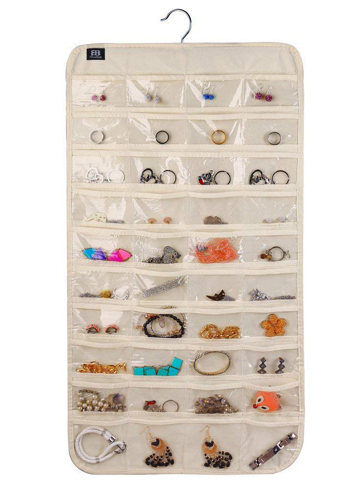 BB Brotrade HJO80 Hanging Jewelry Organizer,80 Pocket Organizer for Holding Jewelries(Beige) Beige - NewNest Australia