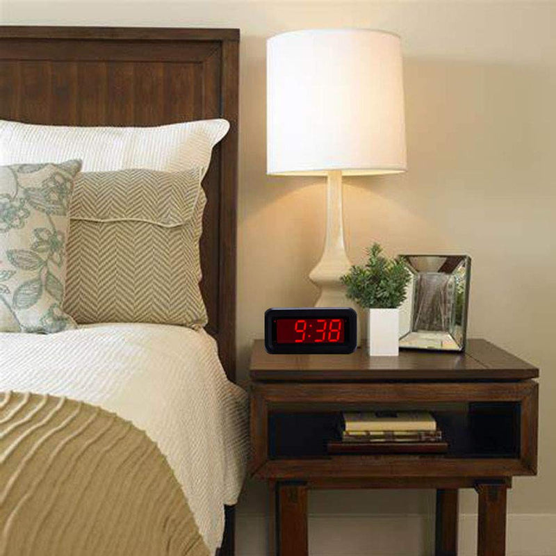 NewNest Australia - EUTUKEY Bedroom Alarm Clock Battery Operated Only, 4" LED Screen, Big Red Digit Display, 2 Levels of Automatic Dimming, Snooze, 12/24h, Easy Digital Clock for Kids and Adults, Elderly, Boys, Girls 