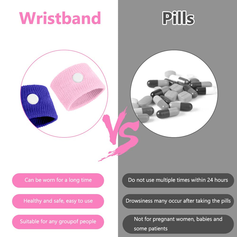 ACWOO Motion Sickness Wristbands, 2 Pairs Natural Sickness Bands for Kids & Adults, Anti-Nausea Wristbands for Car Sea Sickness, Relief Wristbans for Sea Flying Travel (Pink+Blue) 2 Pairs（pink+blue） - NewNest Australia