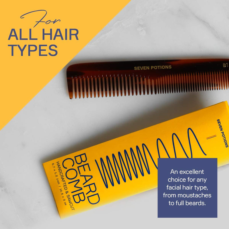 Seven Potions Men's Beard Comb with Fine and Coarse Teeth for Beard, Mustache and Hair (14.5 cm) Beard Comb B1 - NewNest Australia