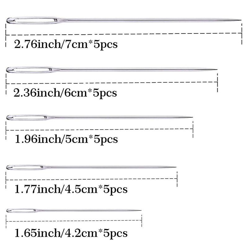 25Pieces Hand Sewing Big Eye Needles Sharp Needle，with Solid Wood Needle Case for - NewNest Australia