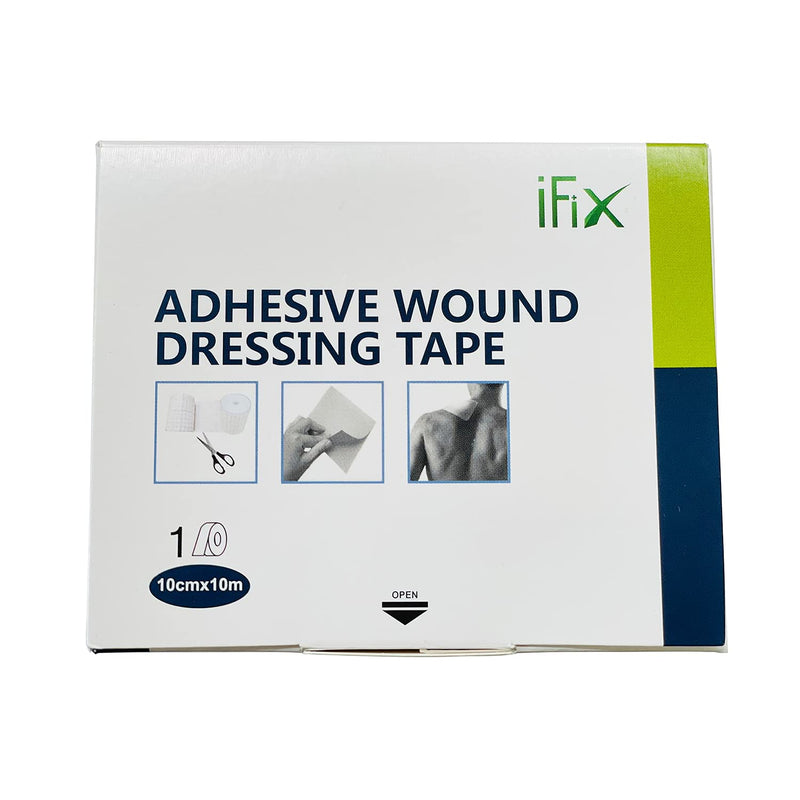 iFix Adhesive Wound Dressing Tape-Surgical Tape, 1 Roll-10 cm x10 Meters in Sturdy Box - Latex-Free Hypoallergenic Fabric Medical Tape - Soft & Breathable First Aid Dressing Tape for Sensitive Skin. - NewNest Australia