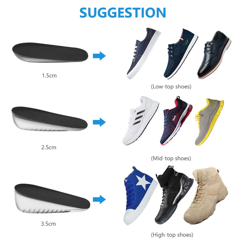 URAQT Gel Height Increase Insole, 2 Pairs Invisible Heel Lift Inserts, Elastic Shock Absorption Heel Cushion Pads Half Increased Heel Shoe Lifts, Elevator Shoe Insoles for Men and Women S for Women, Height: 1.5cm Black - NewNest Australia