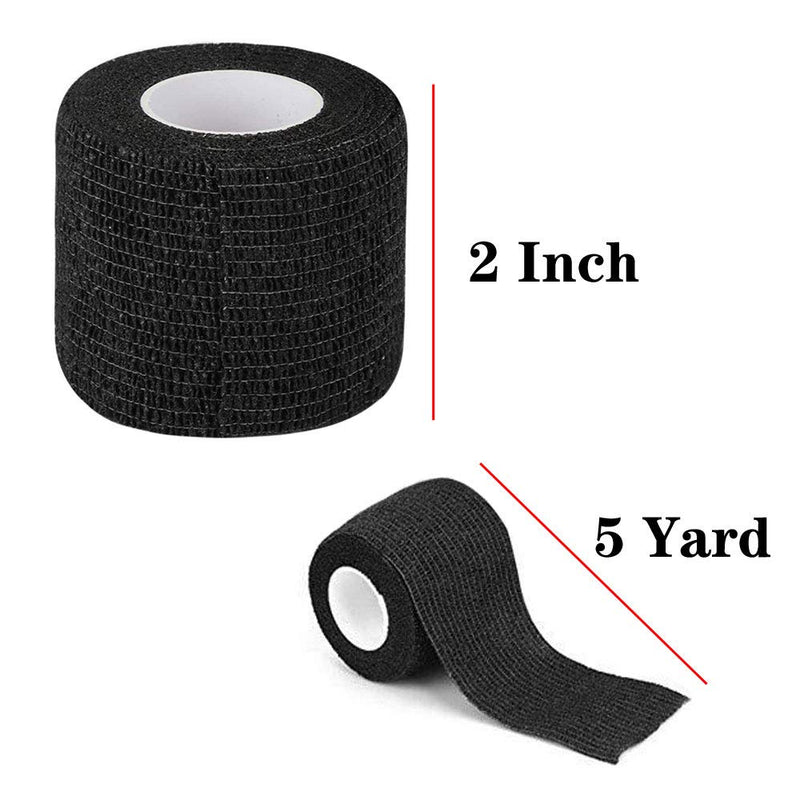 KISEER 15 Pack 2” x 5 Yards Self Adhesive Bandage Breathable Cohesive Bandage Wrap Rolls Elastic Self-Adherent Tape for Stretch Athletic, Sports, Wrist, Ankle (Black) Black - NewNest Australia