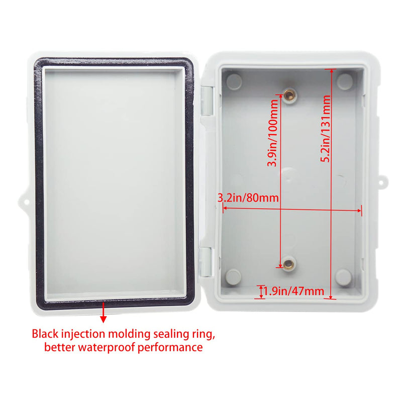 Otdorpatio Junction Box, Hinged Cover IP67 Waterproof ABS Project Box with 2 NPT 1/4" Cable Gland, Electrical Box Enclosure with Mounting Plate & Wall Bracket 5.9 x 3.9 x 2.8inch(150x100x70mm) 5.9"x3.9"x2.8“(Grey Cover) - NewNest Australia