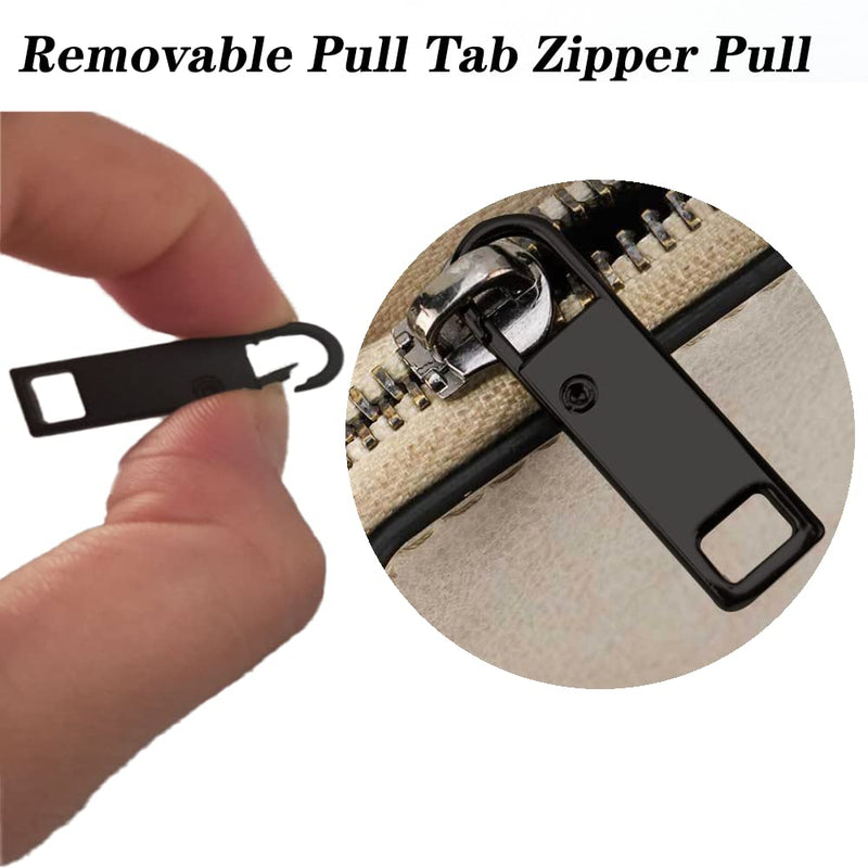 2 Pcs Zipper Pull, Zipper Pulls Replacement, Zipper Gripper, Detachable Universal Zipper Tab Pullers, Zipper Repair Kit for Luggage, Handbags, Jacket, DIY Crafts(Black,37x10x4mm) - NewNest Australia