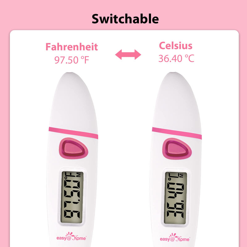Ovulation Tracker Digital Basal Thermometer: Easy@Home BBT Thermometer for Fertility Prediction - Basal Body Thermometer for Accurate Temperature Monitoring with Premom App Pink DMT-3018 - NewNest Australia
