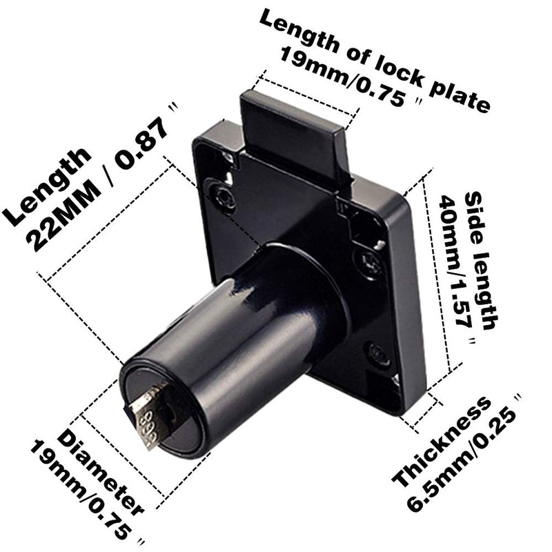 Cabinet Drawer Lock,Mailbox Lock, Model CT-138-22,for Fixing Important Documents and Drawers (Opening Diameter 0.75inch/19MM), Suitable for Door Panels with A Thickness of 17 mm-22 mm. 2 PCS [Black] 7/8"/22 mm Black 2 Pack - NewNest Australia