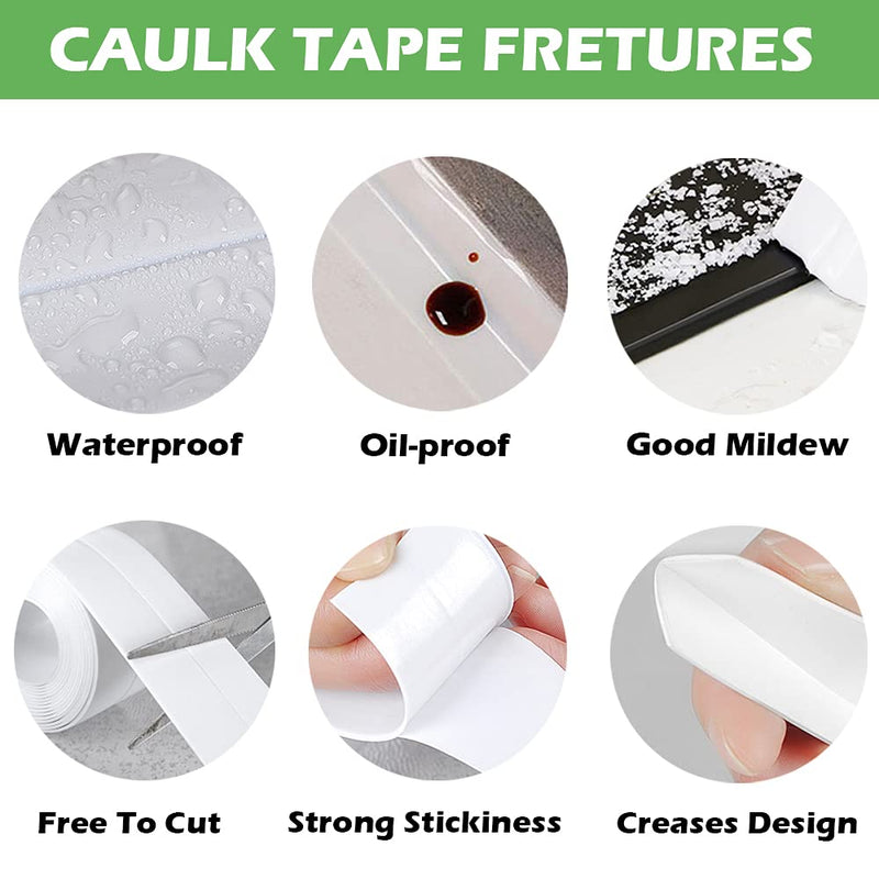 2 Pack Caulk Strip, 1.5" x 10.5Ft PVC Self Adhesive Caulk Tape, Sealing Waterproof Silicone Tape for Bathroom Bathtub Kitchen Toilet Wall Windows 2 Pack, Grey - NewNest Australia