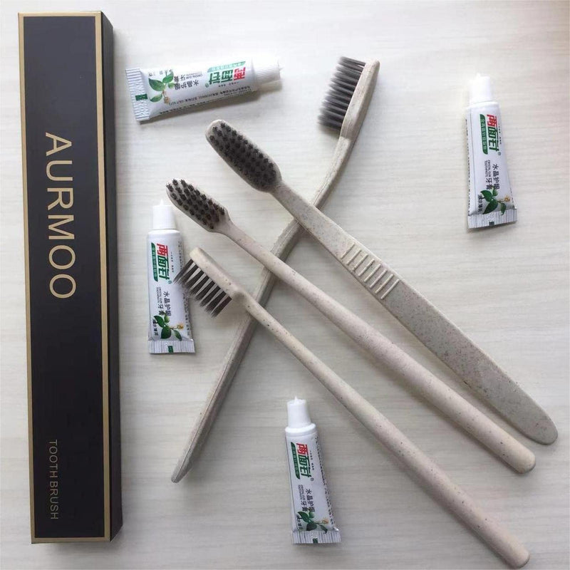 Disposable Toothbrushes, Manual Toothbrush, 20 Set Of Sustainable & Disposable Toothbrushes With Toothpaste Set, Biodegradable, Vegan & Bpa Free, Individually Packaged, Round Toothbrush Handle. 20/R - NewNest Australia