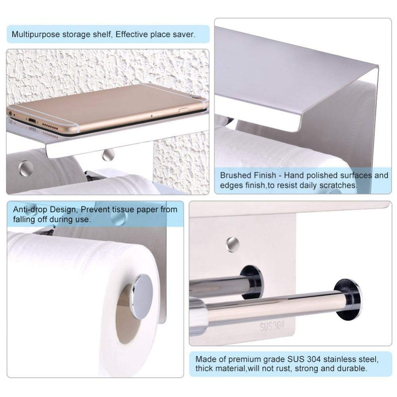 Toilet Paper Holder,Wall Mounted 304 Stainless Steel Toilet Paper Holder, Toilet Paper Towel Dispenser Tissue Paper Roll Holder - NewNest Australia