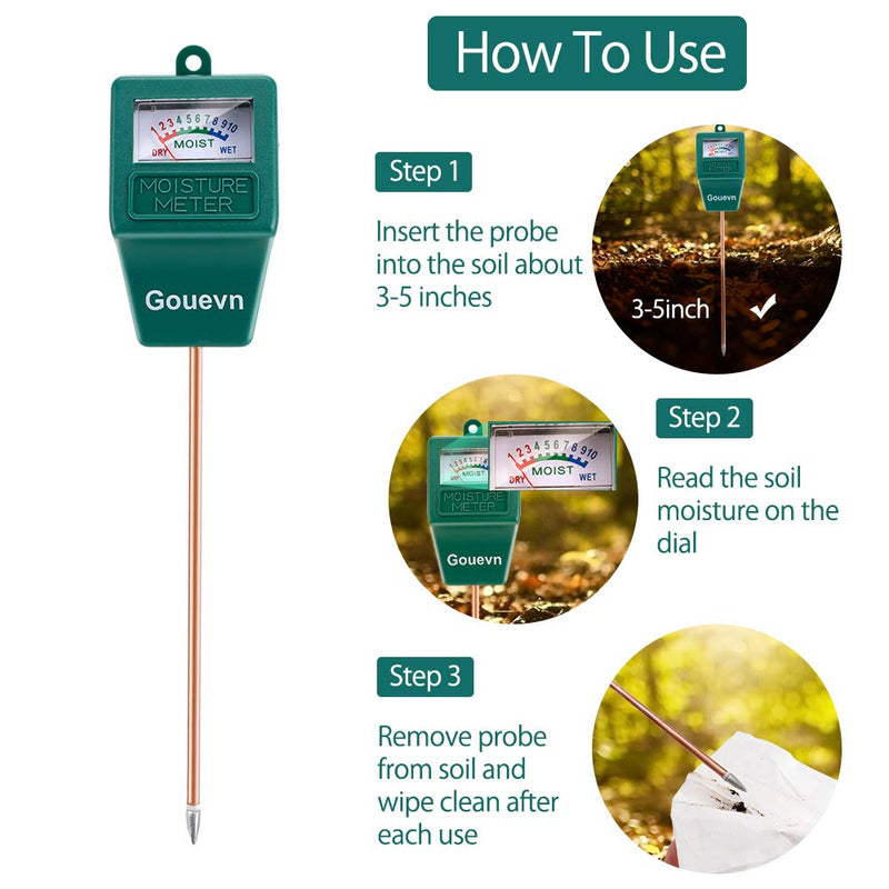 Gouevn Soil Moisture Meter, Plant Moisture Meter Indoor & Outdoor, Hygrometer Moisture Sensor Soil Test Kit Plant Water Meter for Garden, Farm, Lawn (No Battery Needed) Green - NewNest Australia