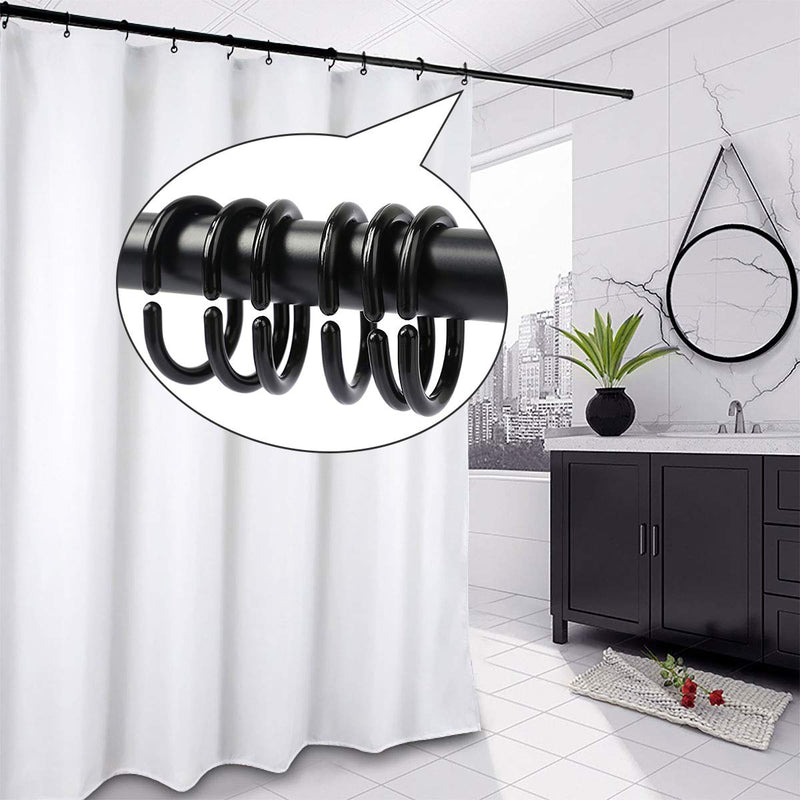 24 PCS Plastic Shower Curtain Rings Shower Curtain Hooks for Bathroom Shower Window Rod.(Black) Black - NewNest Australia