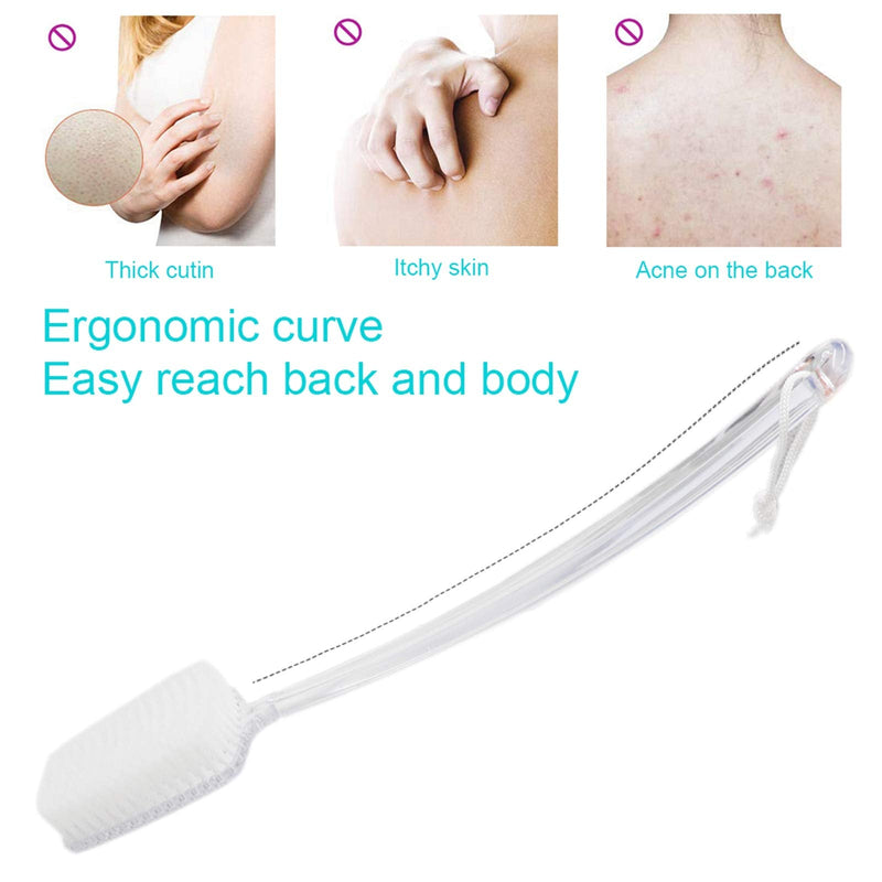 Mczcent Body Brush Dry Brushing Back Scrubber with Curved Plastic Long Handle Bath Shower Brush Dry Skin Exfoliating Cellulite Brush for men and women(Transparent Handle), XL - NewNest Australia