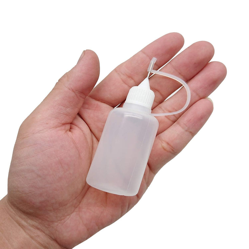 12 Pcs 1 Ounce Needle Tip Glue Bottle 30ml Plastic Dropper Bottles for Small Gluing Projects, Paper Quilling DIY Craft, Acrylic Painting, White Lid - NewNest Australia