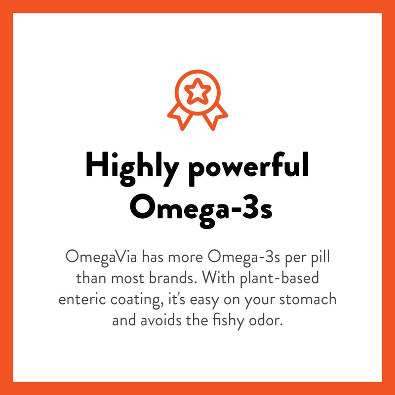 OmegaVia Ultra Concentrated Omega 3 Fish Oil, 60 Burpless Pills, High Potency – 1105 mg Omega 3 per Pill, 3X More Omegas Than Regular Fish Oil Supplements, Triglyceride Form, High EPA w/ DHA & DPA - NewNest Australia
