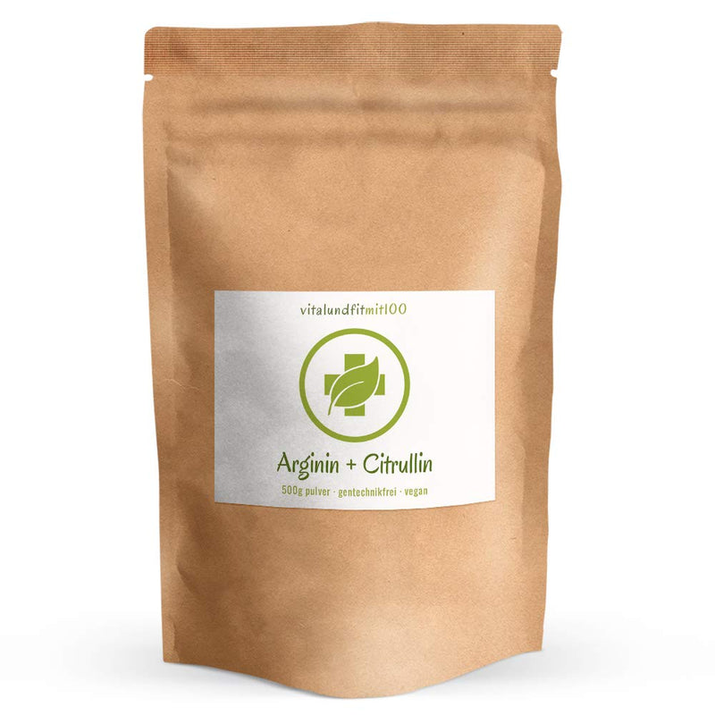 L-Arginine Base (300 G) + L-Citrulline Base (No Malate!) (200 G) Powder - Amino Acids Combination 500 G - Fermentation Recovery - Premium Quality - Vegan - No Additives And Additives - NewNest Australia