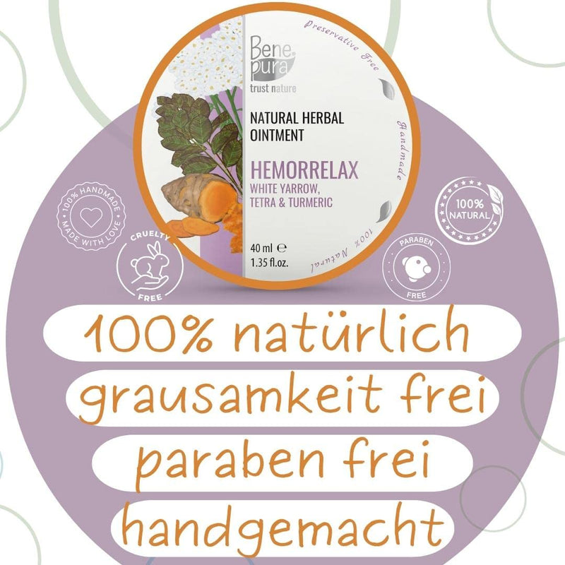 Benepura Haemorrhoids Ointment Swelling - Natural Ointment Against Haemorrhoids - White Yarrow Haemorrhoid Ointment Relieves Itching - Fissue Ointment With Turmeric - 40 Ml - NewNest Australia