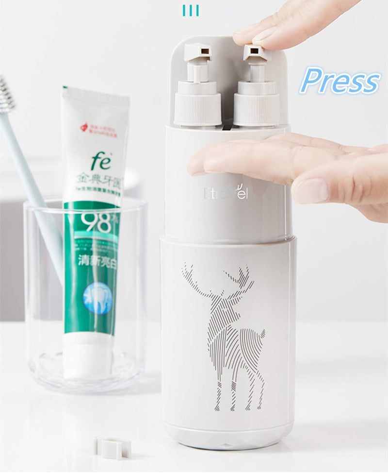Meiyijia Travel Water Cup Set, Toothbrush Case, Toothbrush Cup, with 2 x 45 ml Lotion Dispenser, Soap Dispenser, Comb, Mirror, Suitable for Camping, Travel, Business Trips, School (Grey) Gray - NewNest Australia