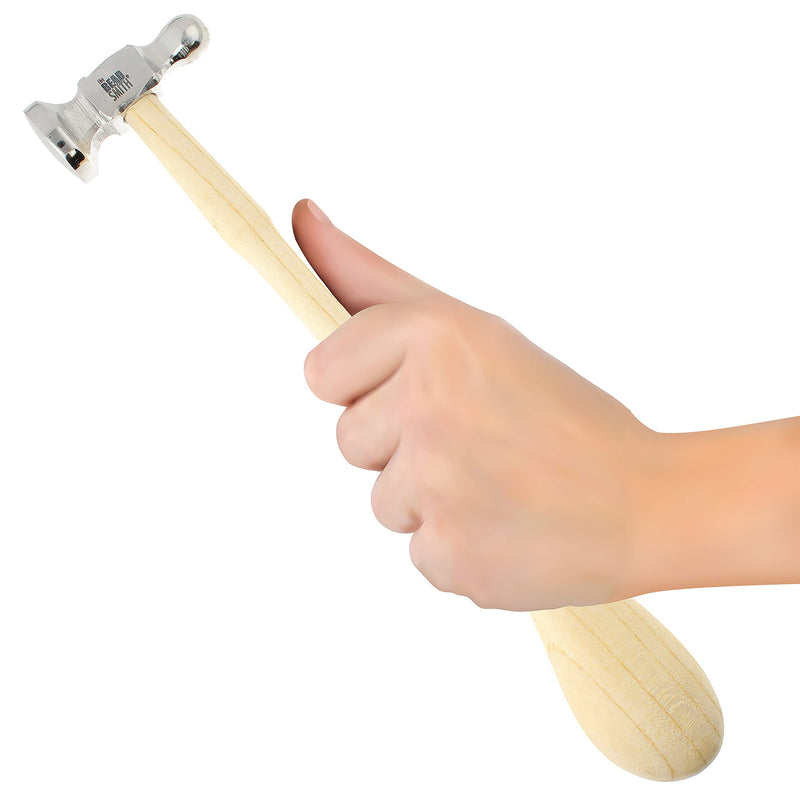 The Beadsmith Two-Sided Chasing Hammer - 10.75 Inches Wooden Handle, 2.25” Steel Head with a 14mm Ball Pein & 28mm Domed Face - Tool Used to Add Texture and Dimension to Metalwork 1.26 x 3.03 x 11.9 cm - NewNest Australia