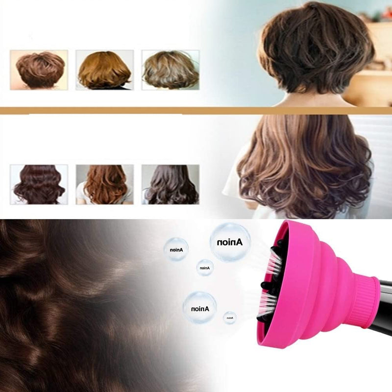 Hair Diffuser for Curly Hair Dryer Travel Collapsible Portable Hair Styling Appliances Hairdryer Diffuser Attachment Universal for Salon or Home Use (Rose Red) - NewNest Australia