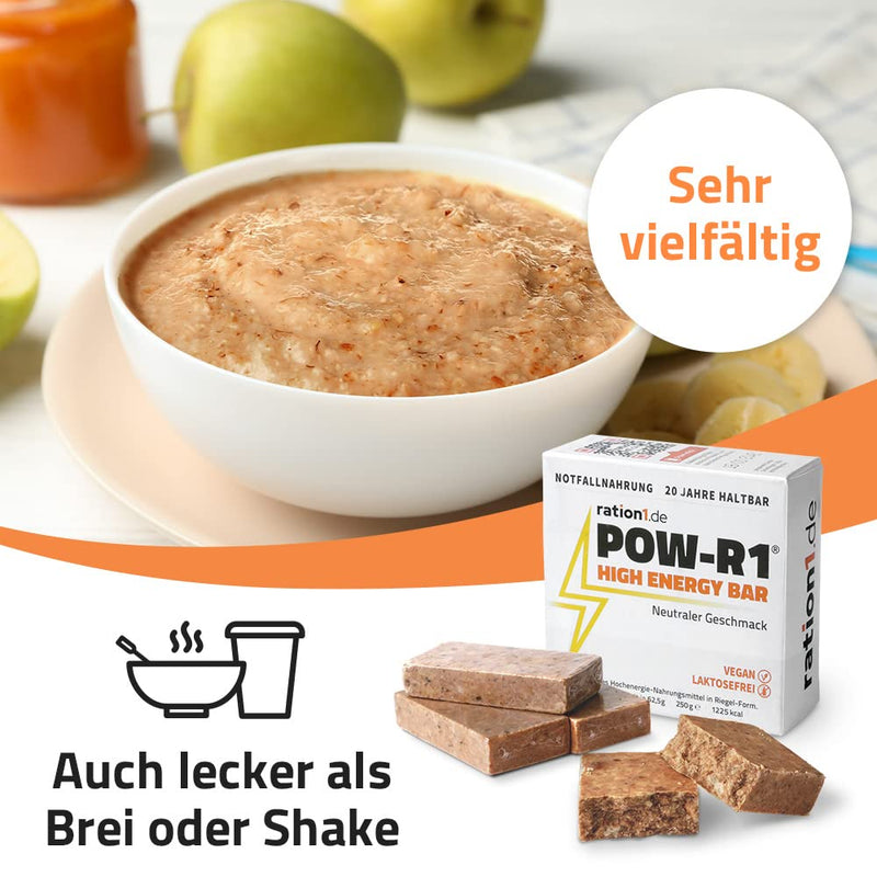 Ration1 Pow-R1 High Energy Bar, Energy Bar, Trekking Food, Climbing Food 4 Energy Bars, Emergency Ration Vegan & Lactose-Free, 20-Year Shelf Life, Emergency Food 4 Pieces (Pack Of 1) - NewNest Australia