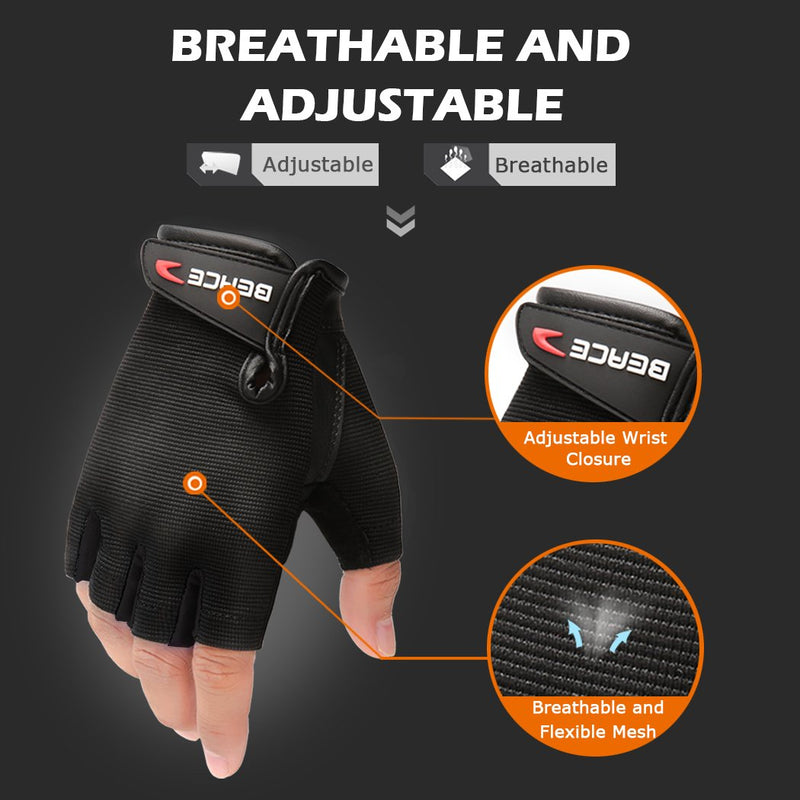 BEACE Weight Lifting Gym Gloves with Anti-Slip Leather Palm for Workout Exercise Training Fitness and Bodybuilding for Men & Women Black X-Large - NewNest Australia