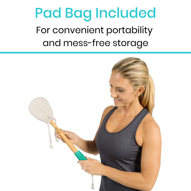 Vive Back Lotion Applicator - Long Reach Handle Washer Scrubber w/Pad for Easy Self Application of Shower Body Wash, Skin Cream, Sunscreen, Self Tanner and Aloe - Men and Women (3 Replacement Pads) Padded Brush   3 Pads - NewNest Australia