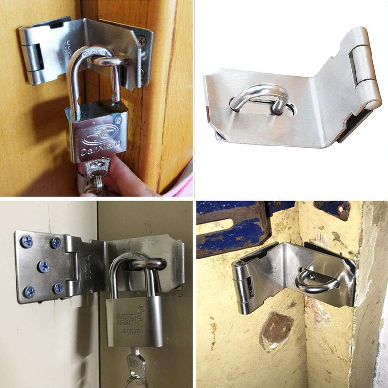 Right Angle Padlock Hasp, Tiberham Stainless Steel 90 Degree Hasp and Staple with Screws, Heavy Duty Door Clasp Gate Lock Shed Latch Padlock Staple for Doors and Windows - NewNest Australia
