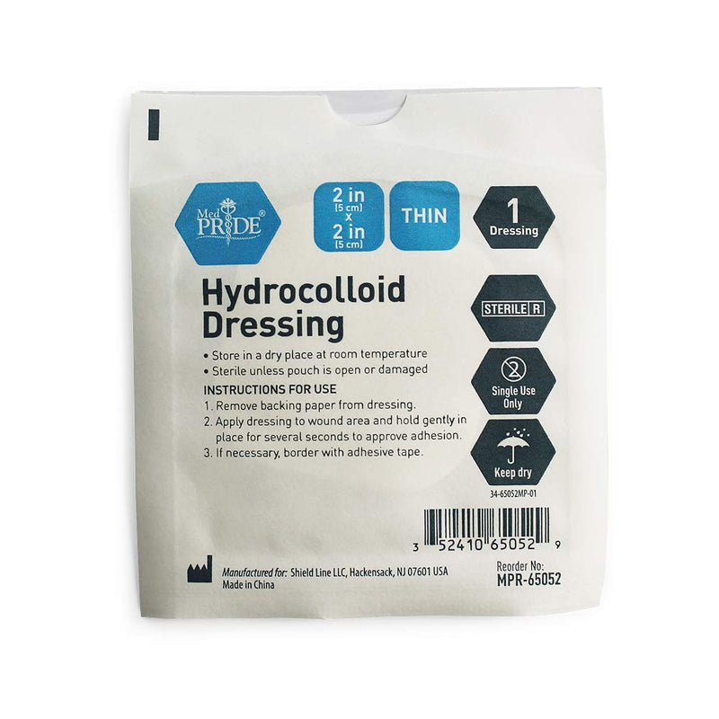 Med PRIDE Hydrocolloid Wound Dressing Pads| 10-Pack, 2 inch by 2 inch Sterile Adhesive Patches| Individually Packed, Highly Absorbent, Water-Resistant & Comfortable| Stays On for Multiple Days 2'' x 2'' Thin - NewNest Australia