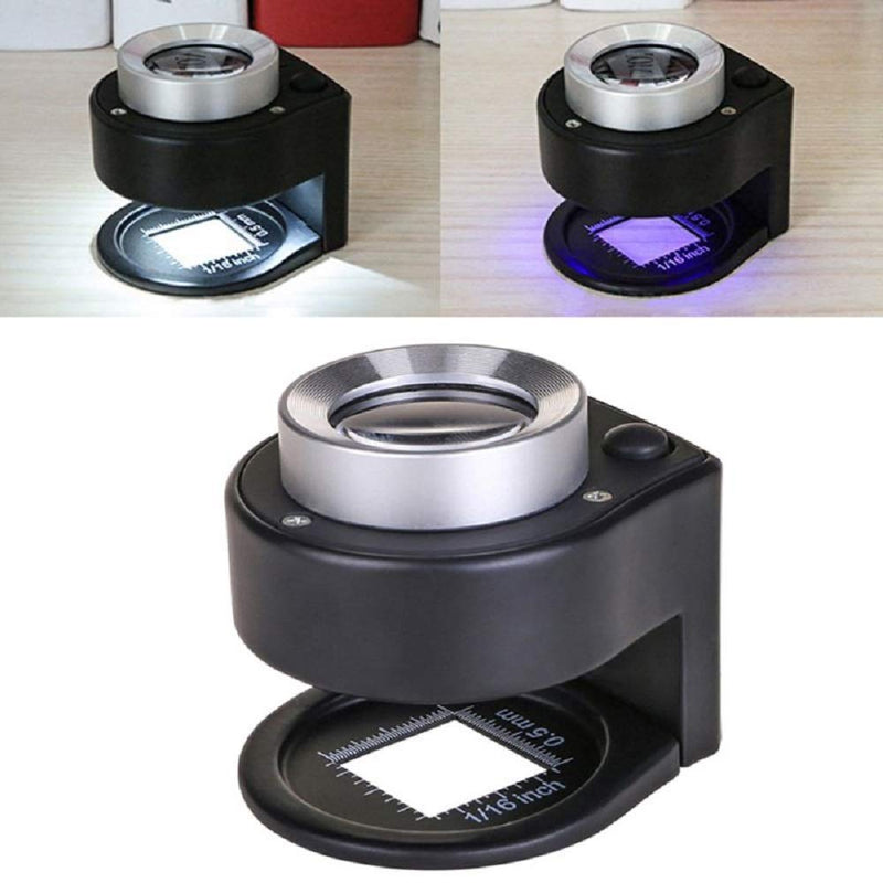 Bysameyee 30X Illuminated Magnifying Glass Jewelers Loupe, 6 Lights Desktop Metal Magnifier Portable Folding Scale Eye Loop for Textile Optical Jewelry Tool Coins Currency Stamps Gems (30X) - NewNest Australia