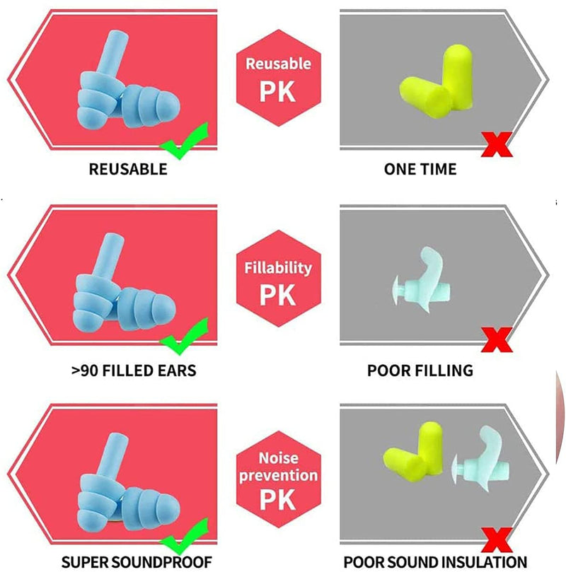 Silicone Ear Plugs for Sleeping Noise Cancelling Reusable Reduce Noise CancelligEarplugs Washable Waterproof for Sleeping Swimming Work, Study, Snore, Travel for Adults & Kids - 5 Pairs - NewNest Australia