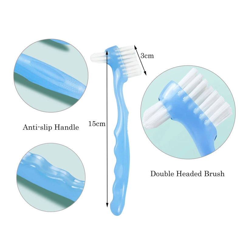 4pcs Denture Cleaning Brush with Multi-Layer Bristles and Ergonomic Rubber Handle, Portable Denture Brush, Double-Sided Brush for Cleaning Artificial Teeth (4c) 4 Colors - NewNest Australia