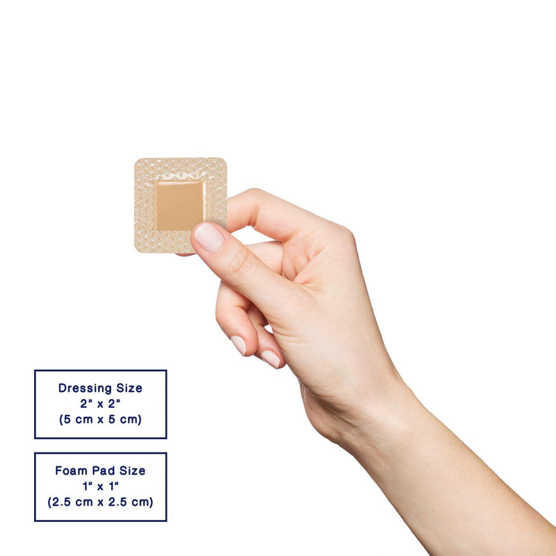 MedVanceTM Silicone - Bordered Silicone Adhesive Foam Dressing Size 2"x2" (1"x1" Pad), Box of 5 dressings 2"x 2" (1"x1" Pad) - NewNest Australia