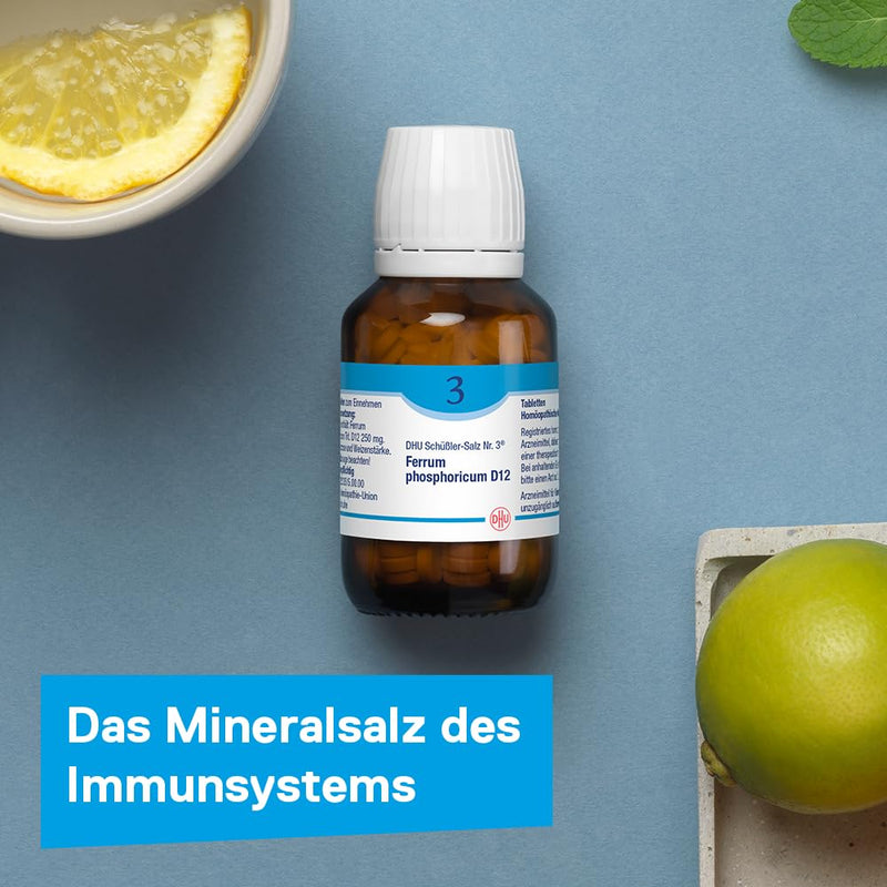 DHU Schüßler Salt No. 3 Ferrum phosphoricum D12 - The mineral salt of the immune system - the original - environmentally friendly in a medicine jar, 200 tablets - NewNest Australia