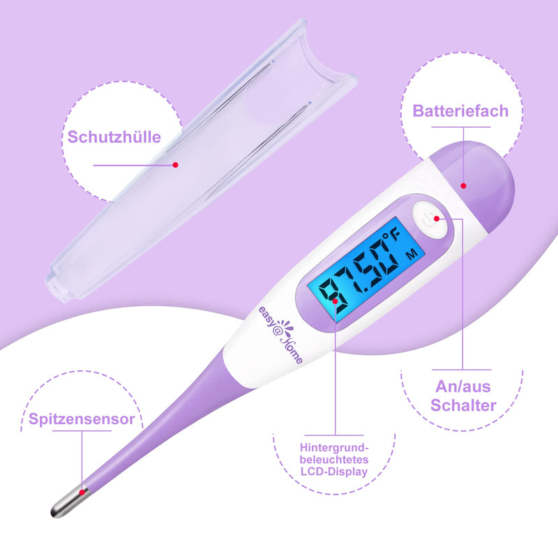 Basal thermometer fertility thermometer for cycle control and ovulation tracking with Premom APP, digital thermometer with blue backlight LCD display purple - NewNest Australia