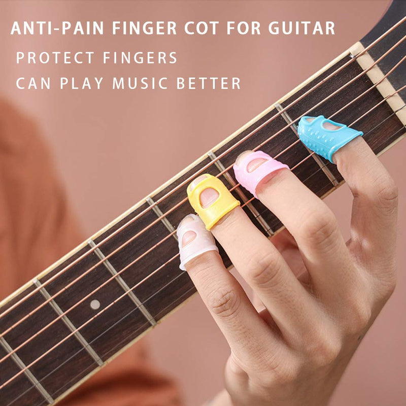 5 Sizes Guitar Fingertip Protector With Compact Box, Premium Silicone Guitar Finger Guards, Non-Slip Breathable Fingertip Protection Covers Caps for Guitar, Sewing, String Instruments (Grey) Grey - NewNest Australia