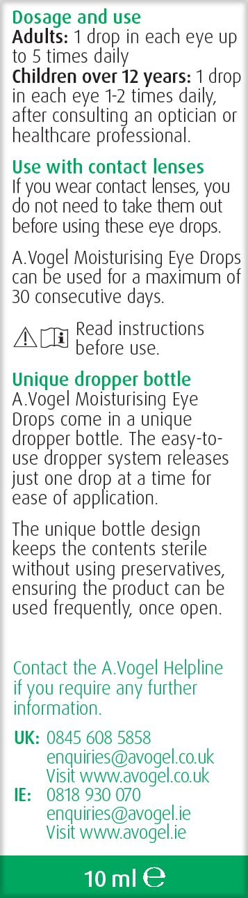 A.Vogel Moisturising Eye Drops 10ml | For Very Dry and Irritated Eyes | Contact Lens Friendly | Preservative Free | With Euphrasia & Hyaluronic Acid - NewNest Australia