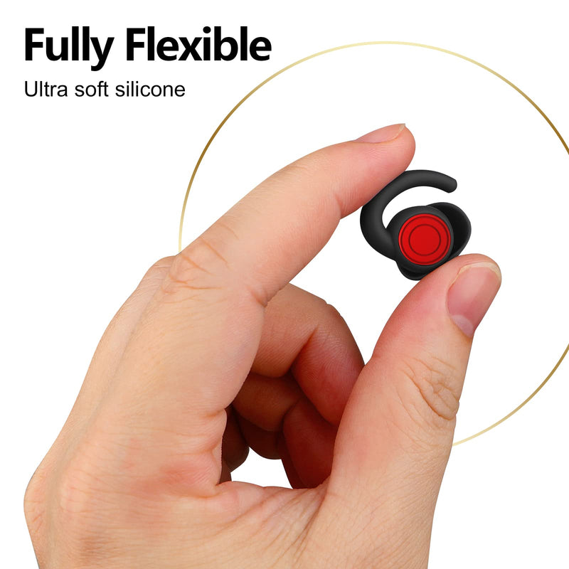 SUPCEAT Ear Plugs for Sleeping Noise Canceling, 2 Pairs(S/L) Reusable&Washable Earplugs Sound Blocking, Soft Silicone Noise Reduction Ear Plug for Sleep, Music, Parties, Festivals, Concerts Black - NewNest Australia