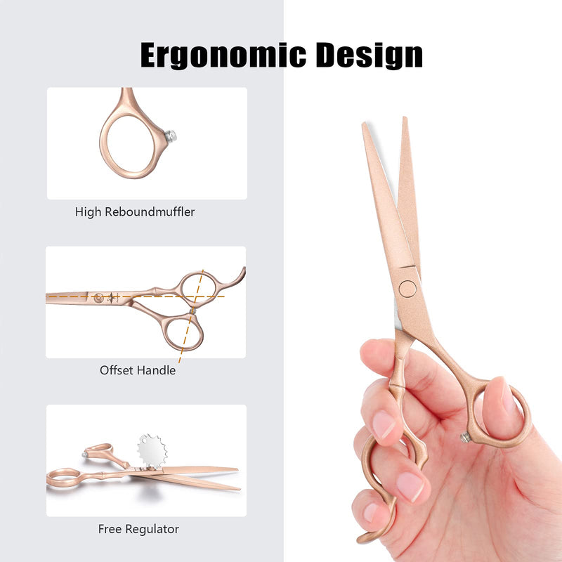 Hairdressing Scissors Set 6 Inch Hair Scissors Set Professional Hair Thinning Scissors Kit Barber Scissors Set for Men Women and Children HSK-RoseGold - NewNest Australia