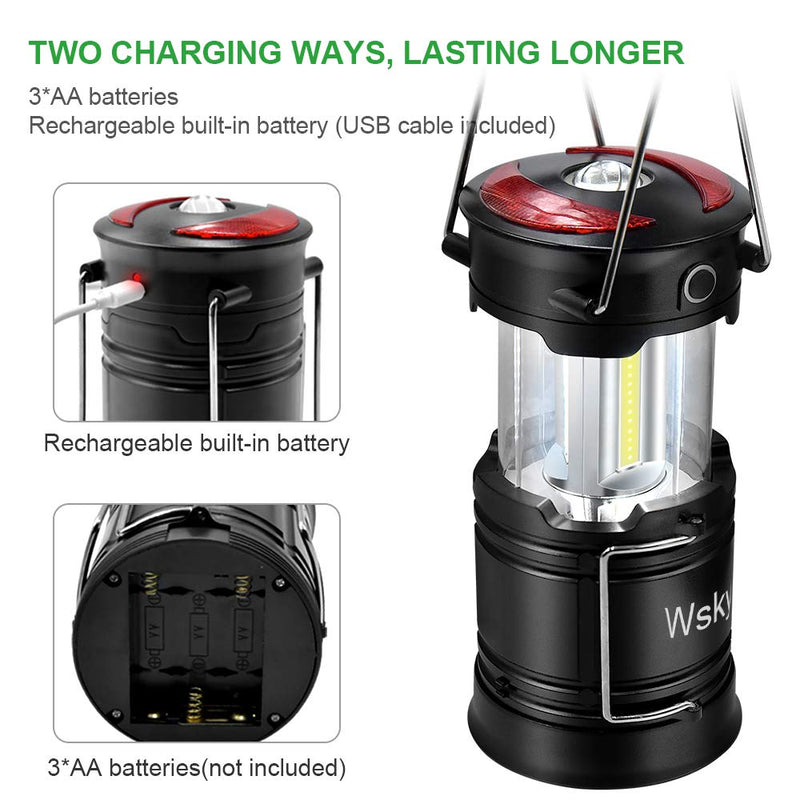 Wsky Led Camping Lantern - Best Rechargeable LED Flashlight Lantern - High Lumen, Rechargeable, 4 Modes, Water Resistant Light - Best Camping, Outdoor, Emergency Flashlights Lanterns 2 Pack - NewNest Australia