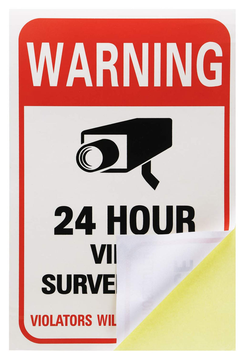 Tupalizy 24 Hours Video Camera Surveillance Sign Stickers Decals Self-Adhesive Home Business Alarm System Security Warning Stickers for Window Wall Door, 4 x 6 Inch, 20PCS - NewNest Australia
