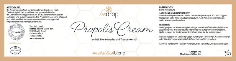 bedrop Propolis Cream for acne, neurodermatitis (high-dose ointment) - 60g propolis cream with beeswax & grape seed oil (60g) 60 g (pack of 1) - NewNest Australia