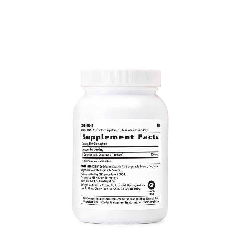 GNC L-Carnitine 500mg, 120 Capsules, Helps Metabolize Long-Chain Fatty Acids - NewNest Australia