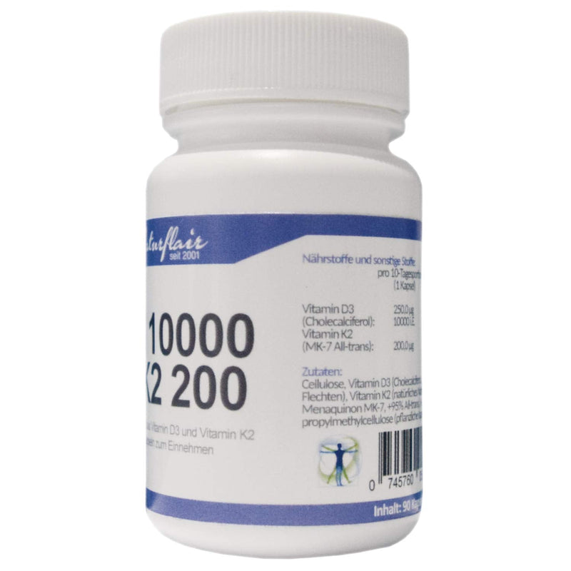 Vitamin D3 10000 + Vitamin K2 MK 7, 90 vegan capsules - NewNest Australia