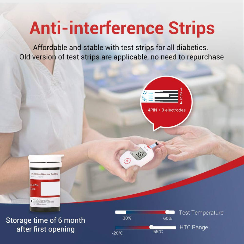 sinocare Diabete Blood Glucose Test Strips x 50 & Diabetes Lancets x 50, Safe AQ Test Strips, Blood Sugar Test Strips for Safe AQ Smart/Voice Only Aq Test Strips X 50 - NewNest Australia