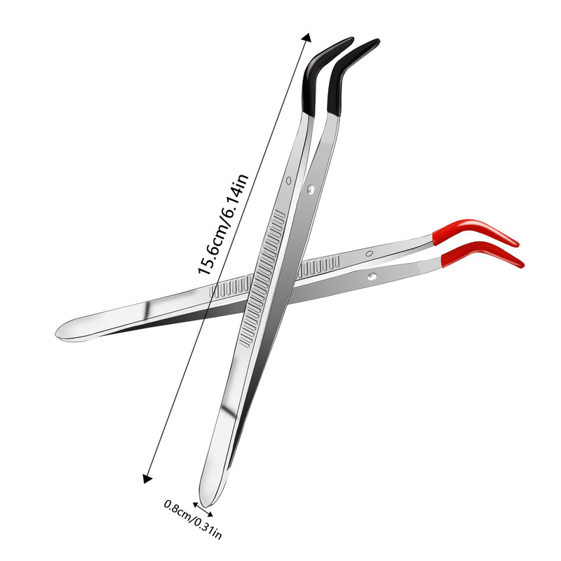 Tweezers with curved tips, 2 pieces tweezers with rubber tips, stainless steel pointed tweezers, craft tweezers with rubber silicone tips, soft rubber coated tweezers for laboratory, industry, jewelry - NewNest Australia
