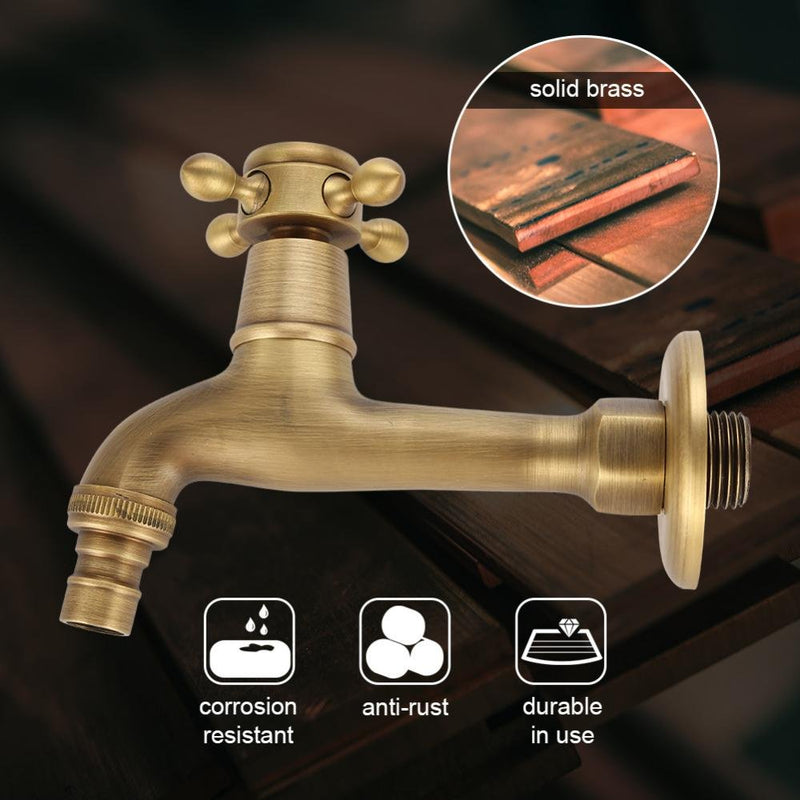 Vintage Solid Brass Single Handle Faucet Washing Hine Faucet Wall Mounted Water Tap Laundry Utility Room Sink Faucets(1#) 1# - NewNest Australia