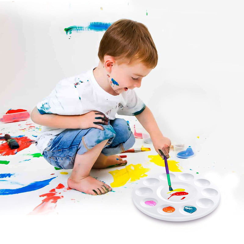 Hulameda 10pcs Paint Tray Palettes,Plastic Round Pallet for Kids or Pupils to Painting, DIY Craft at Home, Kindergarten or School 10pcs-white - NewNest Australia