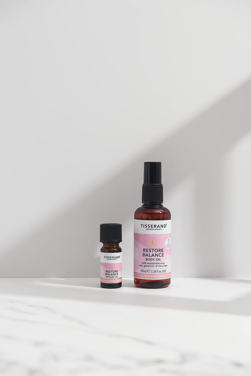 Tisserand Aromatherapy Restore Balance Diffuser Oil 9ml Perimenopause, Menopause & Menstruation Support for Women Rose, Clary Sage & Geranium 100% Natural Essential Oils, 9ml (Pack of 1) - NewNest Australia
